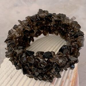 Smoky Quartz Brown Gemstone Nuggets Stretch Bracelet
